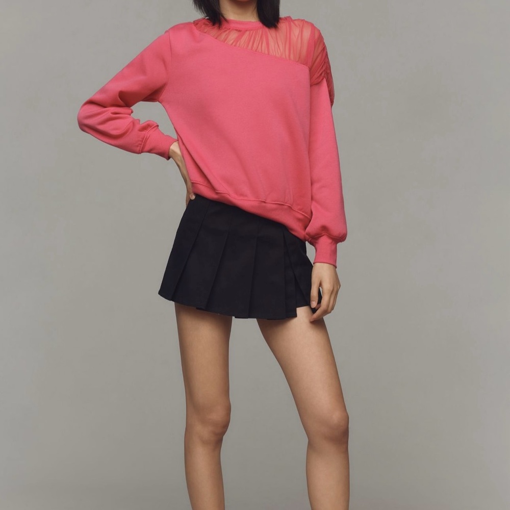 NEW Anthropologie Sheer Shoulder Pullover Knit Top Size XL